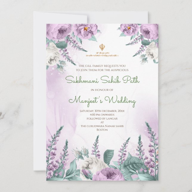 Invitation pour le Digital Sukhmani Path et invita (Devant)