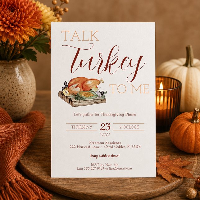 Invitation pour le dîner de Thanksgiving Rustic Ta (Talk Turkey To Me Invite)