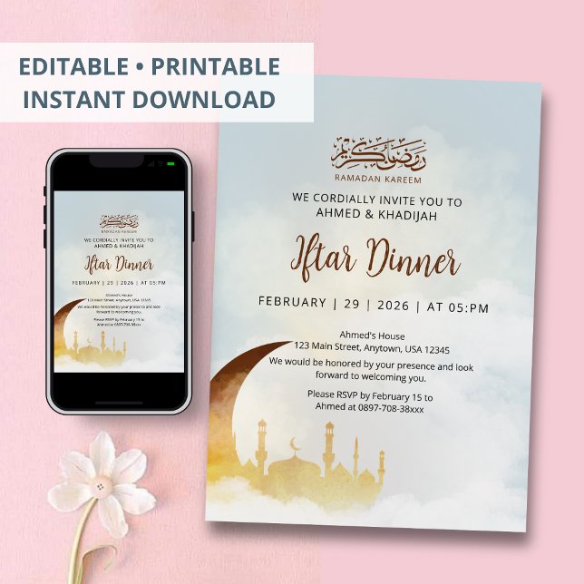 Invitation pour le dîner Iftar avec la silhouette  (Créateur téléchargé)