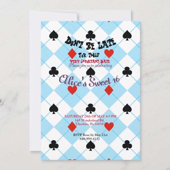 Invitation pour le dos de carte Alice au pays des  (Devant)