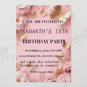 Invitation pour le Jardin Papillon en Or Rose