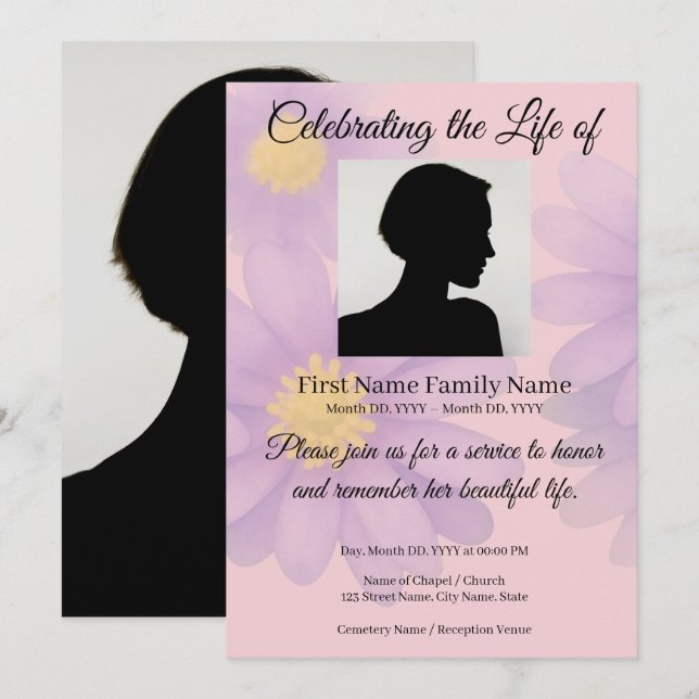 Invitation pour le mémorial Windflower (Devant / Derrière)