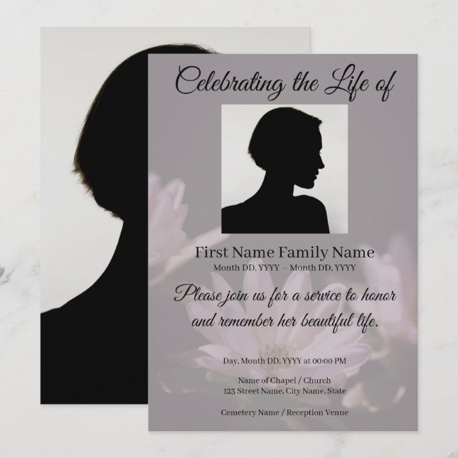 Invitation pour le mémorial Windflower (Devant / Derrière)