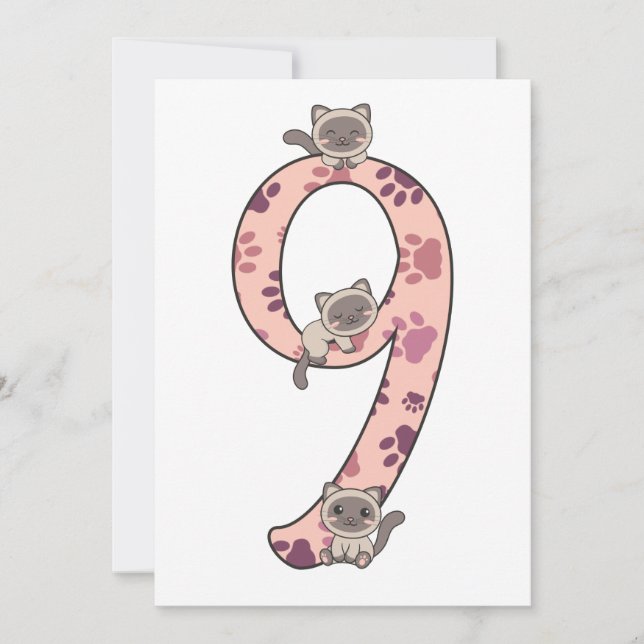 Invitation pour le neuvième anniversaire du chat s (Devant)