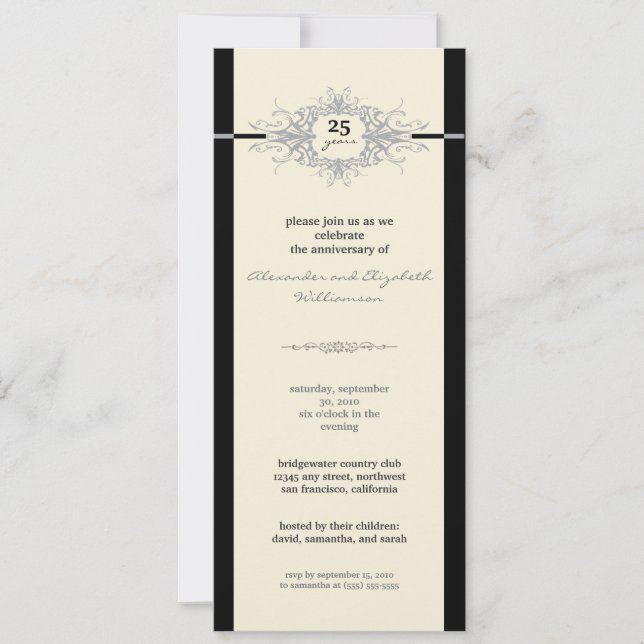 Invitation pour le Nouveau Anniversaire (argent) (Devant)