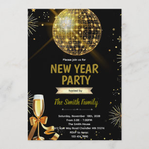 Invitation pour le Nouvel An à la boule disco