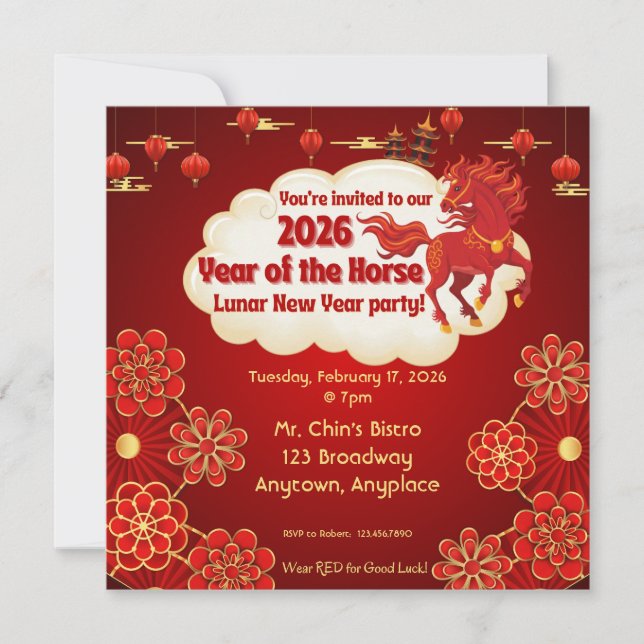 Invitation pour le Nouvel An chinois, année du Che (Devant)