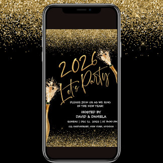 Invitation pour le Nouvel An Noir Or 2026 Faisons