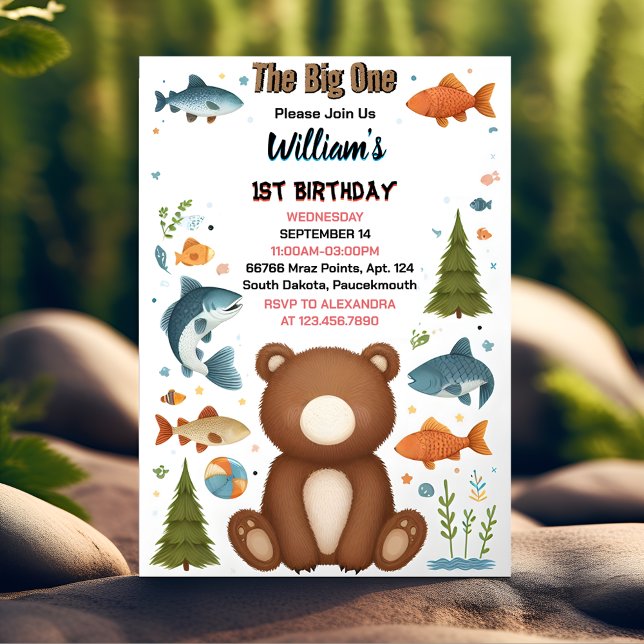 Invitation Pour le plaisir Brown Poisson Garçon mignonne Bear (Créateur téléchargé)