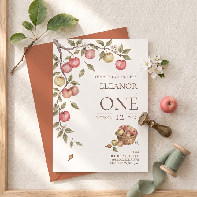 Invitation pour le premier anniversaire Apple Of O (Créateur téléchargé)