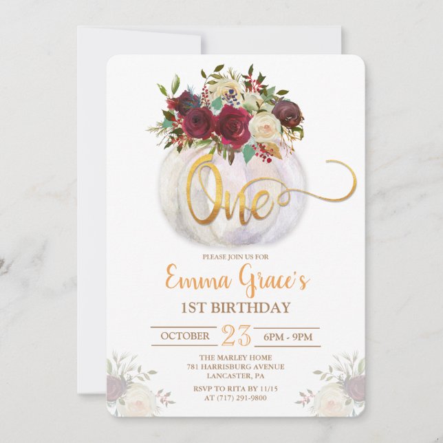 Invitation pour le premier anniversaire avec citro (Devant)