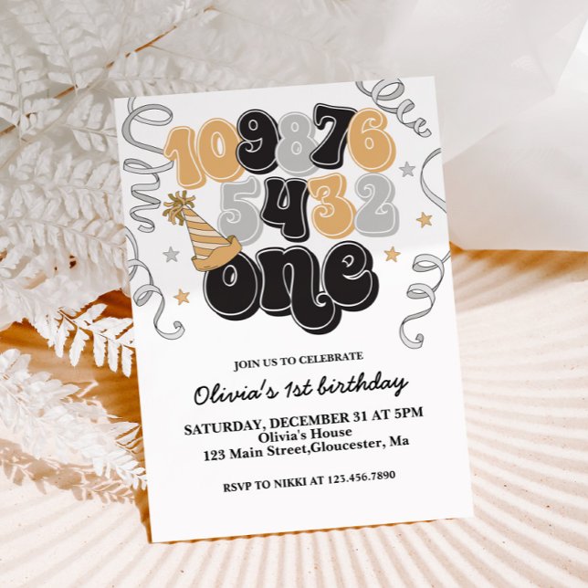 Invitation pour le premier anniversaire avec compt (Créateur téléchargé)