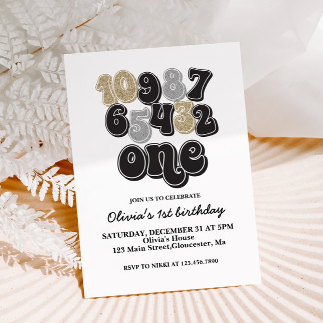Invitation pour le premier anniversaire avec compt (Créateur téléchargé)