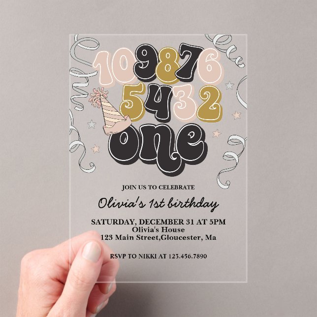 Invitation pour le premier anniversaire avec compt (In situ (ordinateur de poche))