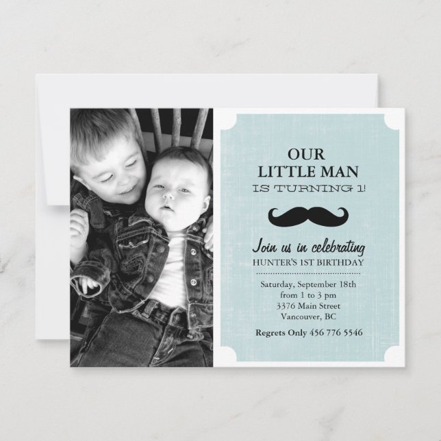 Invitation pour le premier anniversaire avec photo (Devant)