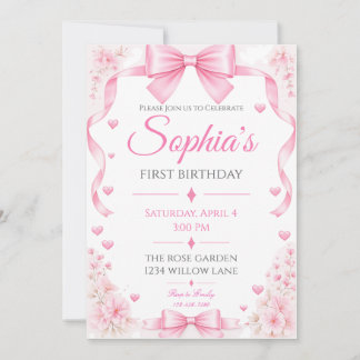 Invitation pour le premier anniversaire avec un nœ