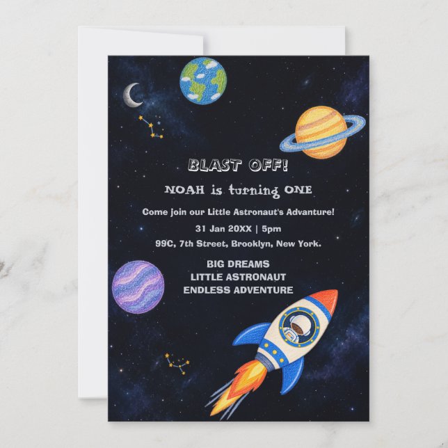Invitation pour le premier anniversaire d'aventure (Devant)