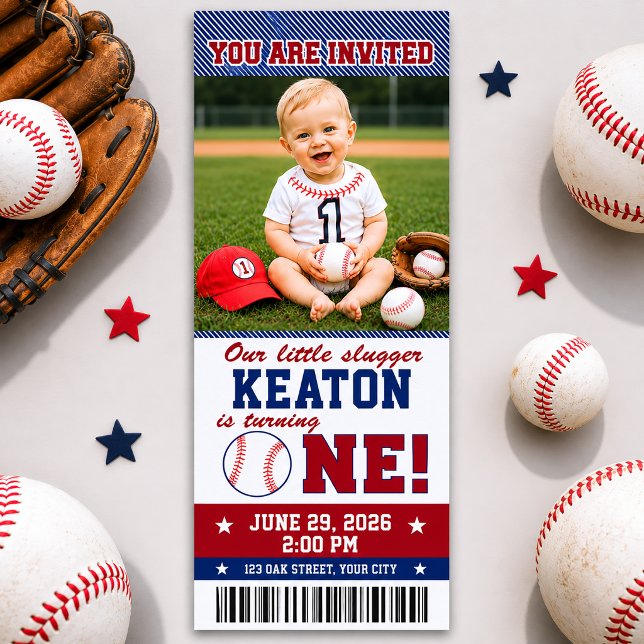 Invitation pour le premier anniversaire de basebal (Créateur téléchargé)