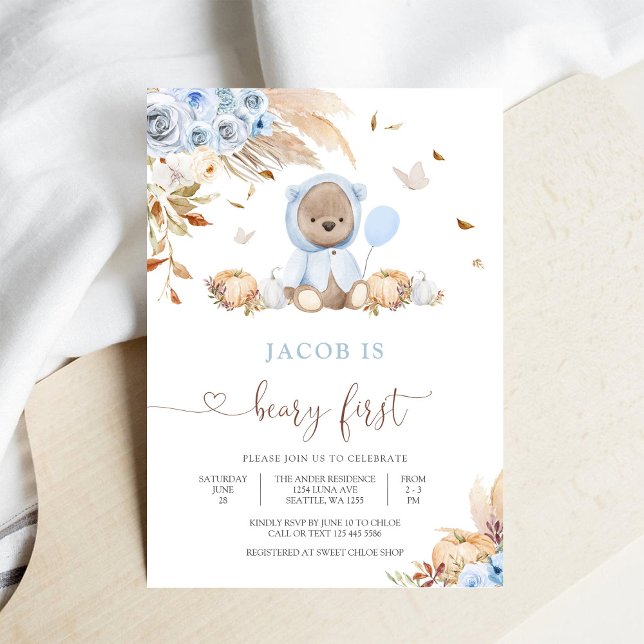 Invitation pour le premier anniversaire de Beary (Créateur téléchargé)