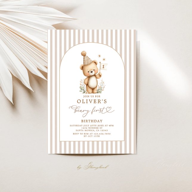 Invitation pour le premier anniversaire de Beary g (Créateur téléchargé)
