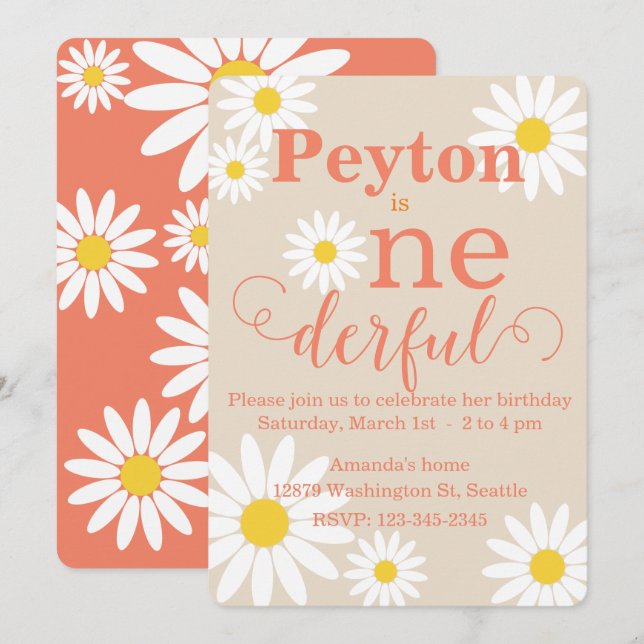 Invitation pour le premier anniversaire de bébé av (Devant / Derrière)