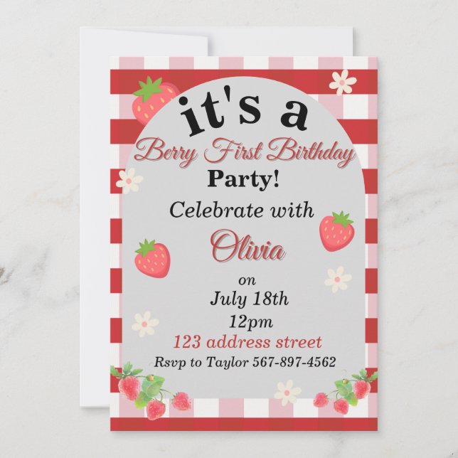 Invitation pour le premier anniversaire de berry (Devant)