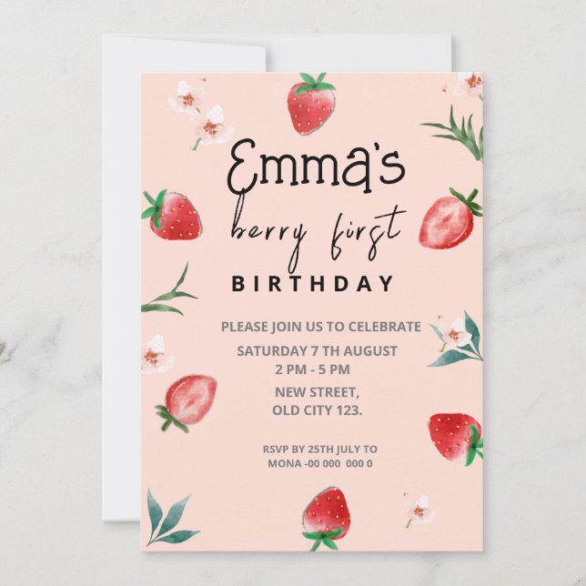 Invitation pour le premier anniversaire de Berry (Devant)