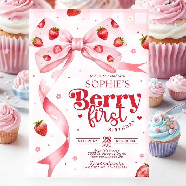 Invitation pour le premier anniversaire de Berry,  (Créateur téléchargé)
