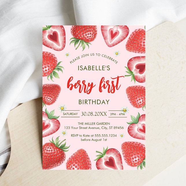 Invitation pour le premier anniversaire de Berry (Créateur téléchargé)