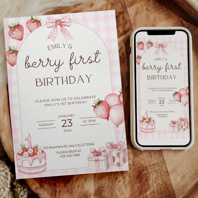 Invitation pour le premier anniversaire de Berry à (Créateur téléchargé)