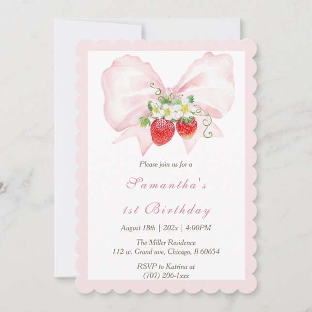Invitation pour le premier anniversaire de Berry a (Devant)