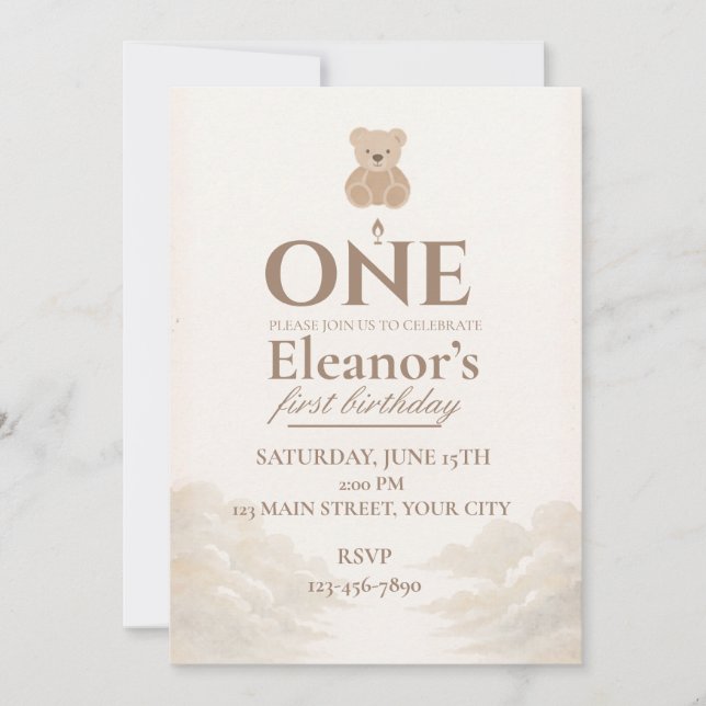 Invitation pour le premier anniversaire de Boho Te (Devant)