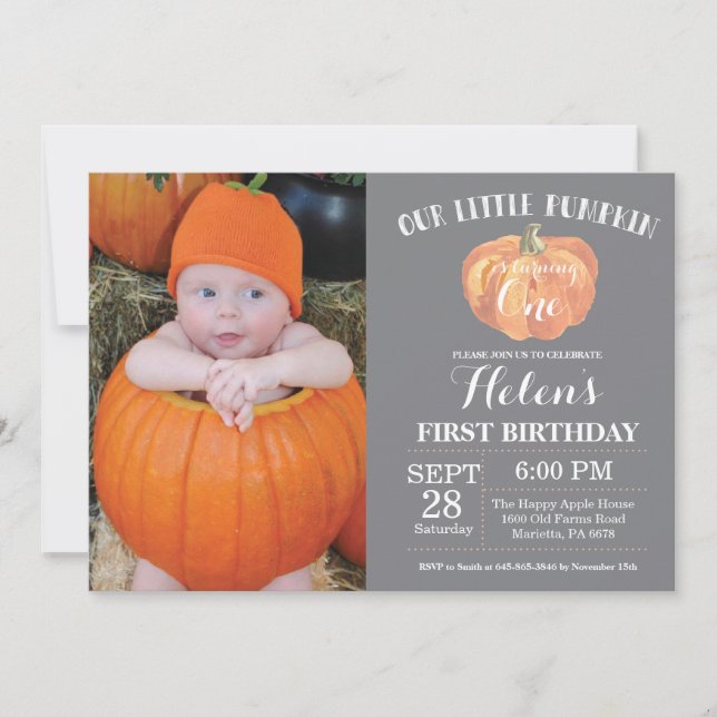 Invitation pour le premier anniversaire de citroui (Devant)