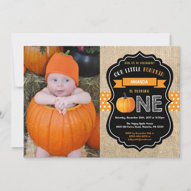 Invitation pour le premier anniversaire de citroui (Devant)