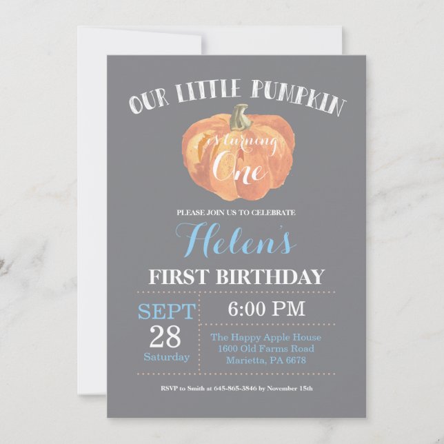 Invitation pour le premier anniversaire de citroui (Devant)