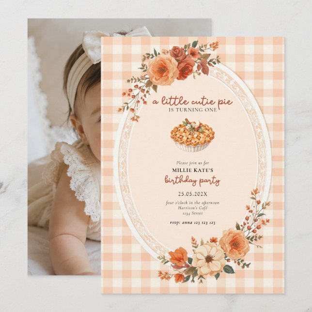 Invitation pour le premier anniversaire de Cutie P (Devant / Derrière)