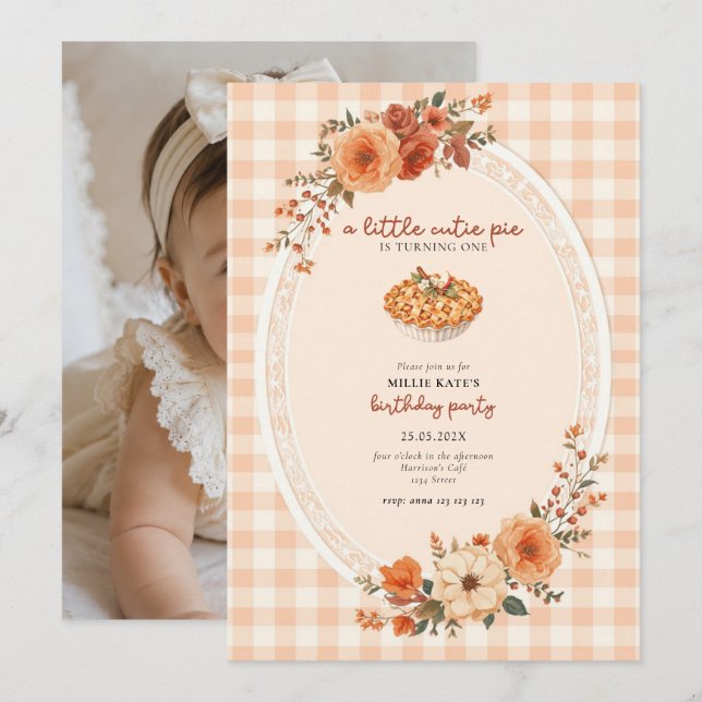 Invitation pour le premier anniversaire de Cutie P (Devant / Derrière)