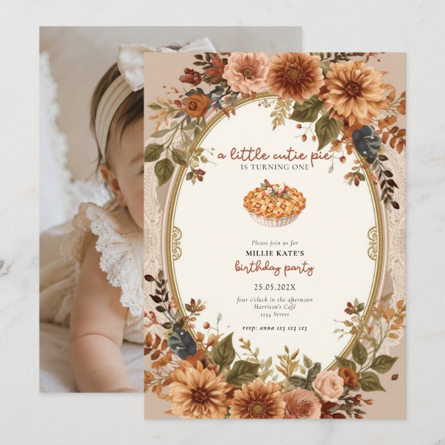 Invitation pour le premier anniversaire de Cutie P (Devant / Derrière)
