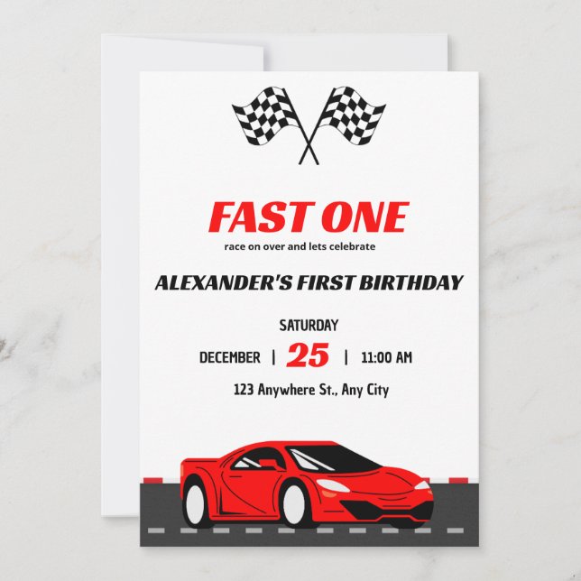 Invitation pour le premier anniversaire de Fast On (Devant)