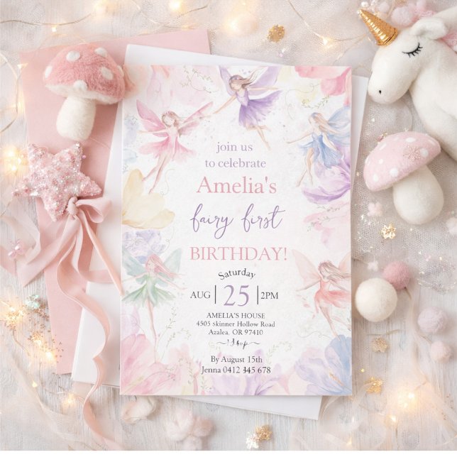 Invitation pour le premier anniversaire de fée (Créateur téléchargé)