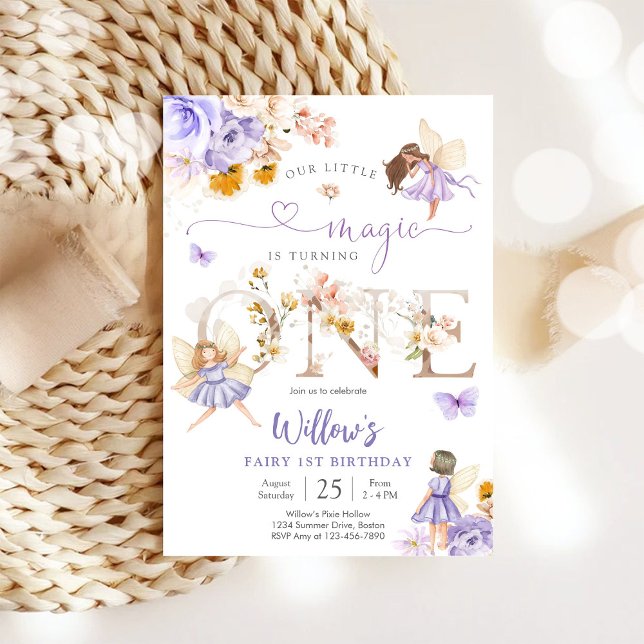 Invitation pour le premier anniversaire de fée (Créateur téléchargé)