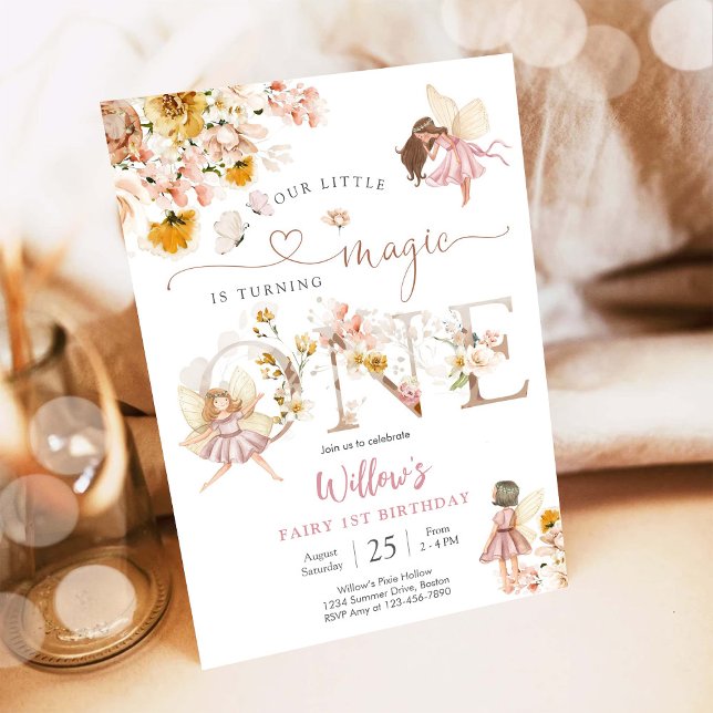 Invitation pour le premier anniversaire de fée (Créateur téléchargé)