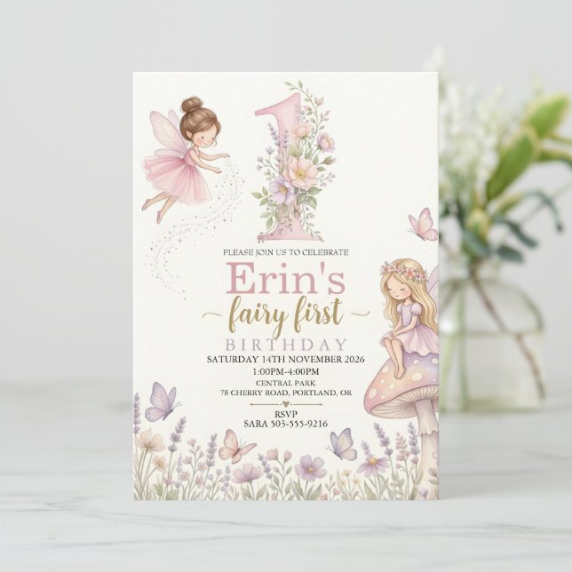 Invitation pour le premier anniversaire de fée Fil (Debout devant)