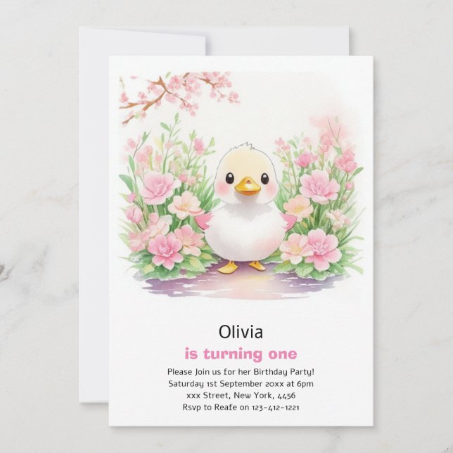 Invitation pour le premier anniversaire de Fille a (Devant)