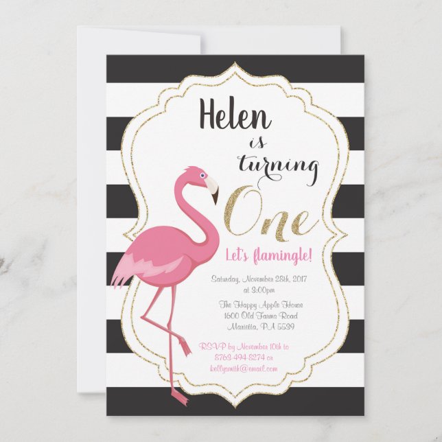 Invitation pour le premier anniversaire de fille f (Devant)