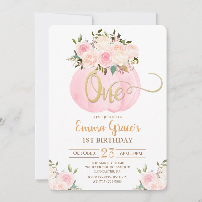 Invitation pour le premier anniversaire de Floral  (Devant)
