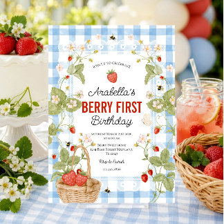Invitation pour le premier anniversaire de fraise