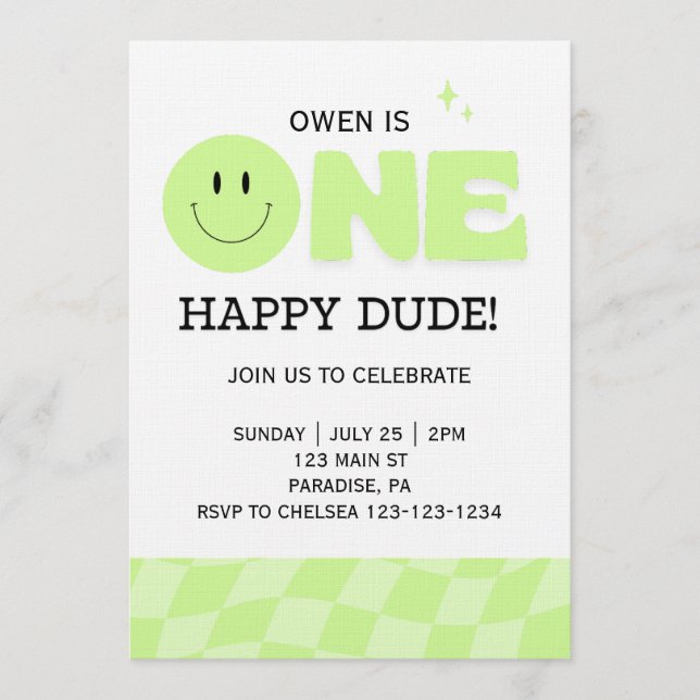 INVITATION POUR LE PREMIER ANNIVERSAIRE DE GARÇON  (Devant)