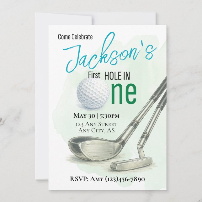 Invitation pour le premier anniversaire de golf :  (Devant)