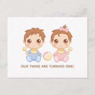 Invitation pour le premier anniversaire de jumeaux